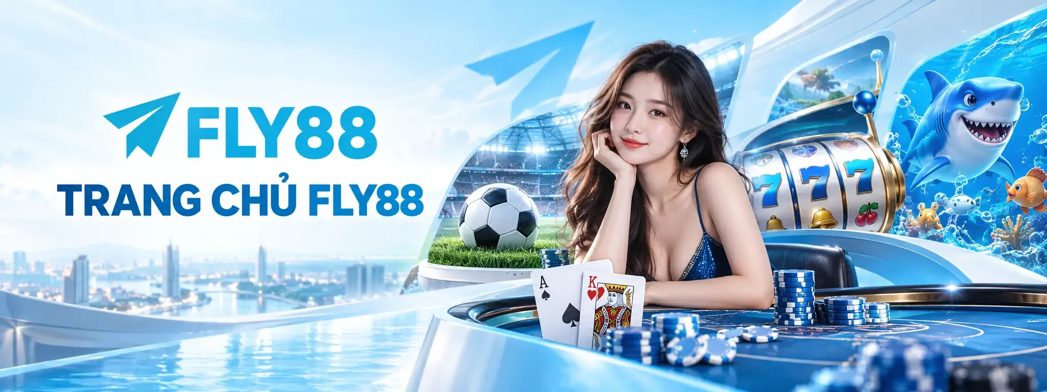Trang chủ FLY88 với các nhóm giải trí Casino, Thể thao, Game bài, Nổ hũ, Bắn cá, Xổ số và Đá gà